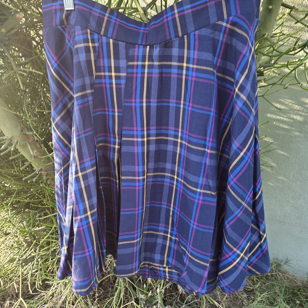 Torrid Blue and Yellow Plaid Skater Skirt